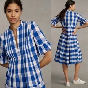 WHIT TWO Gingham Tiered Midi Dress